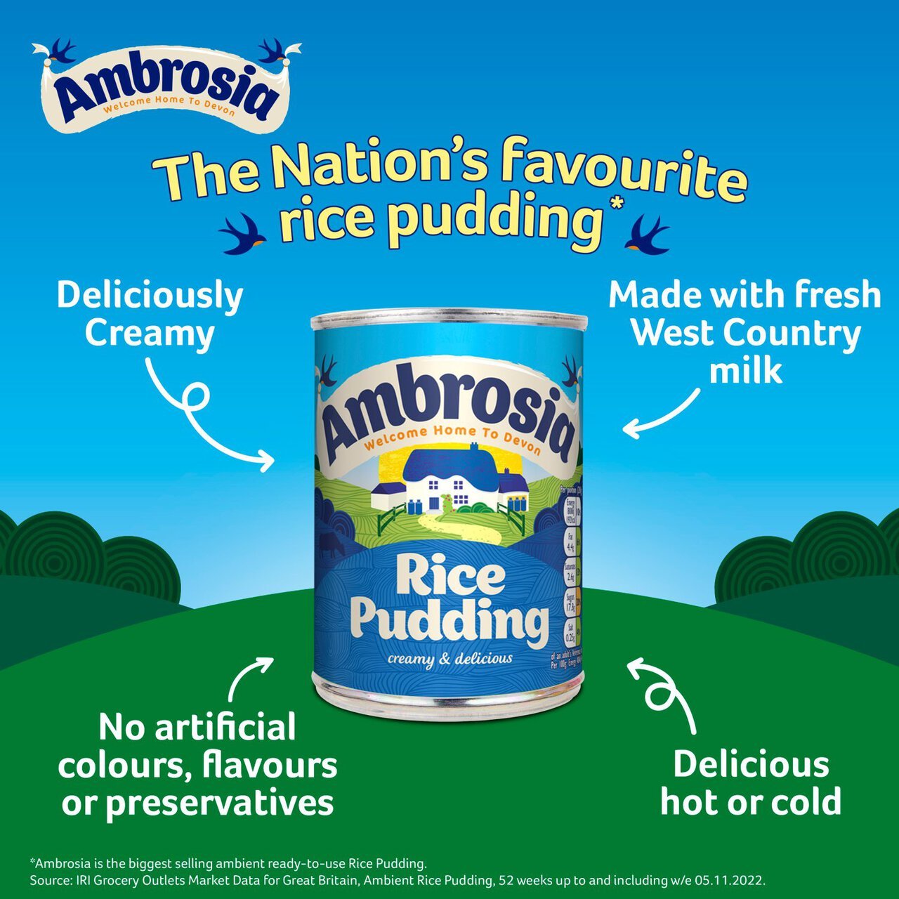 ๐ Ambrosia Ready To Serve Rice Pudding 400g โ Creamy British Classic