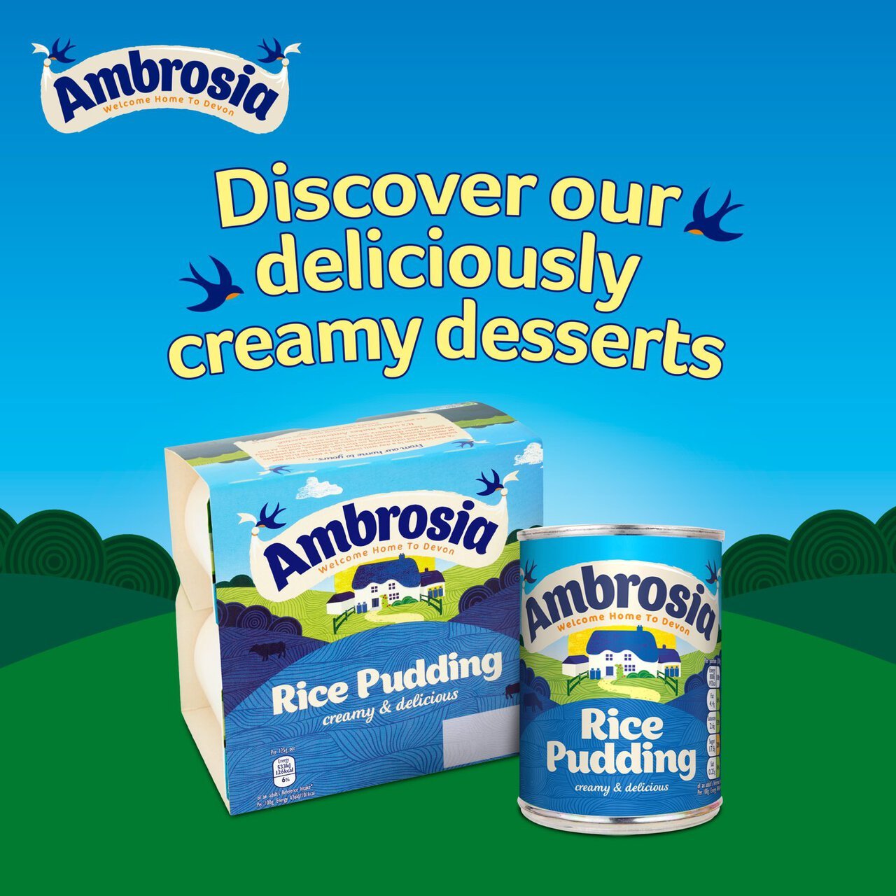 ๐ Ambrosia Ready To Serve Rice Pudding 400g โ Creamy British Classic