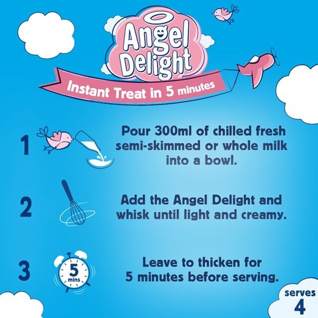 🍓 Angel Delight Strawberry Dessert Mix 59g – Light, Fluffy British Pud in Minutes