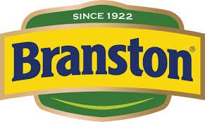 Branston logo with a yellow background and green border