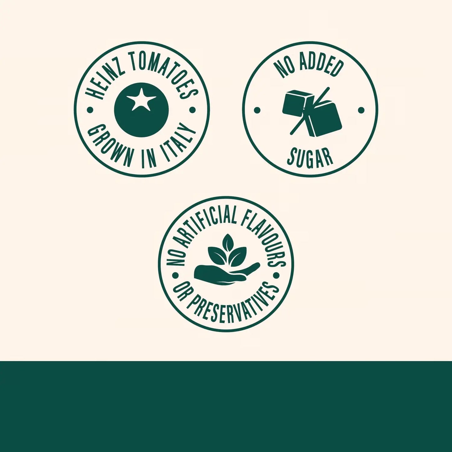 Three green certification logos on a white background