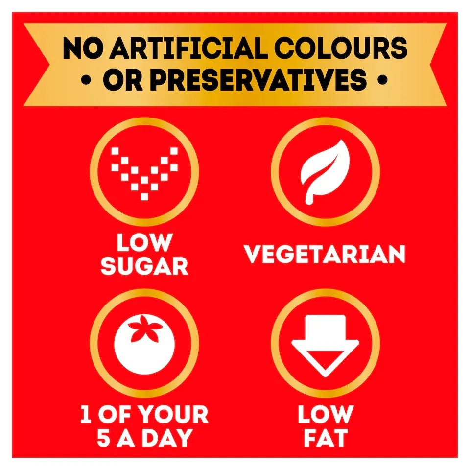 Red label with health claims on a white background