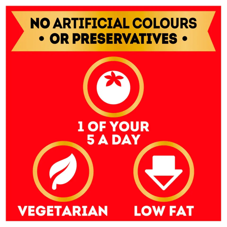 Red label with health claims on a white background