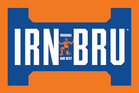 IRN-BRU logo on an orange background