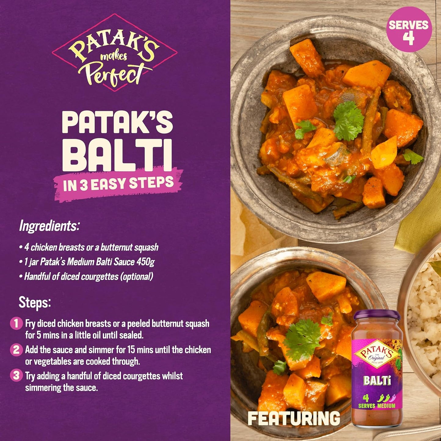 🍛 Patak’s Medium Balti Cooking Sauce 450g – Rich British Curry