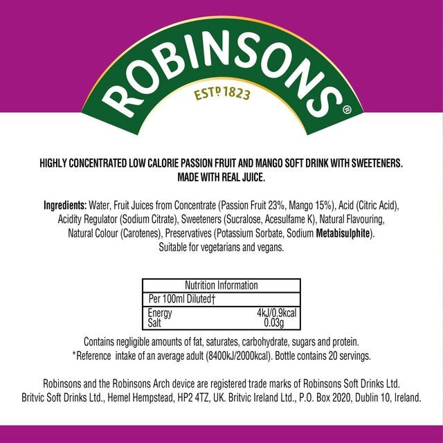 🥭 Robinsons Mini Passion Fruit & Mango Squash 66ml – Tropical British Refreshment