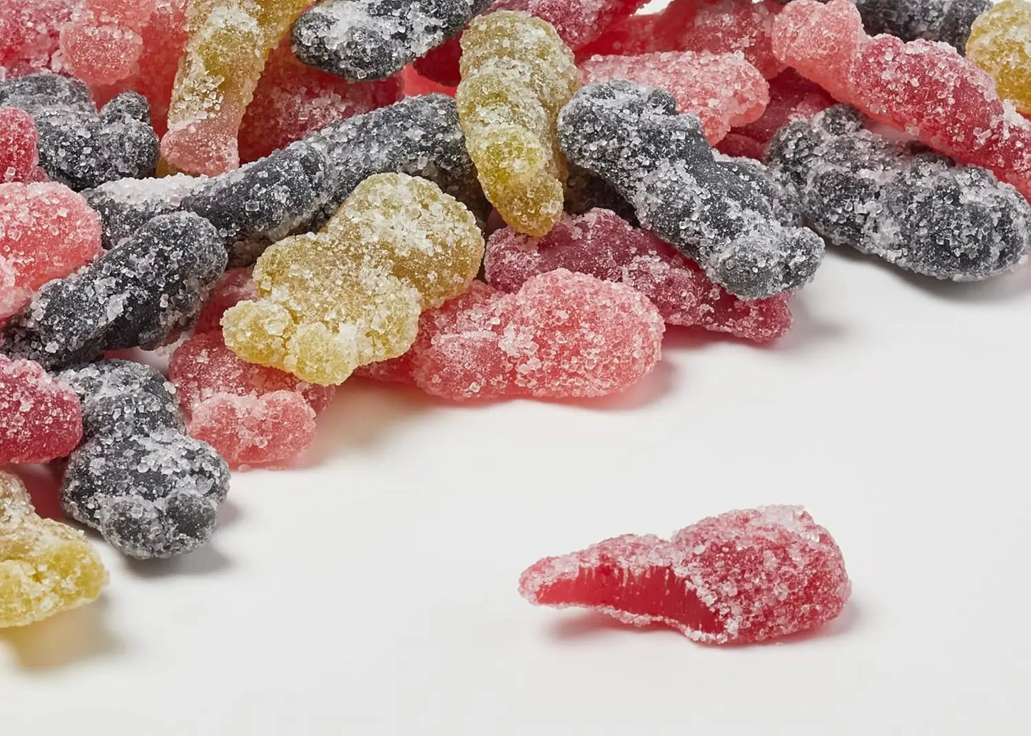 Colourful gummy bears on a white background