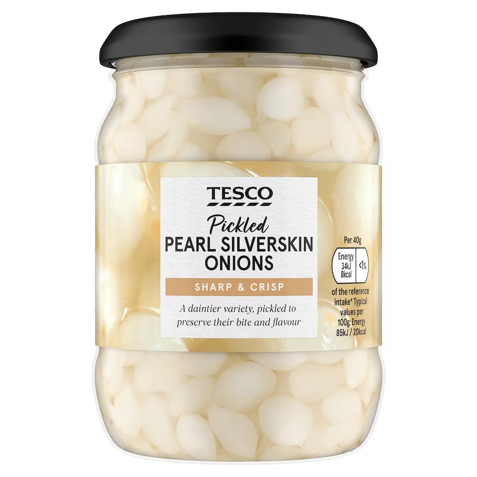 Tesco Pickled Pearl Silverskin Onions 340g – British Pickled Onions Jar, Buy British PH
