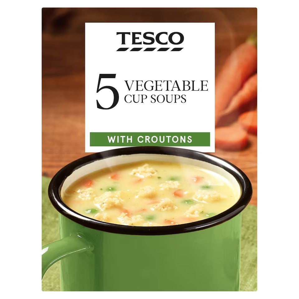 Tesco Vegetable & Croutons Soup in a Mug – Instant British Soup Sachets, Buy British PH