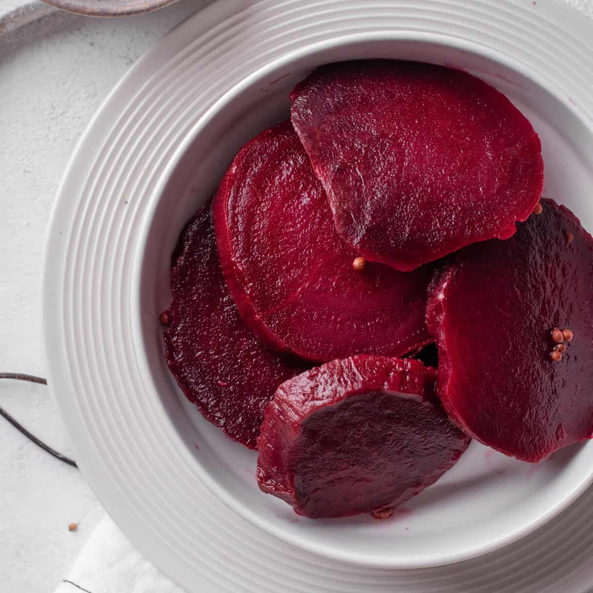 Beetroot on a white plate