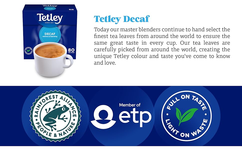 🍵 Tetley Decaf Tea Bags 80 – Smooth British Decaffeinated Tea