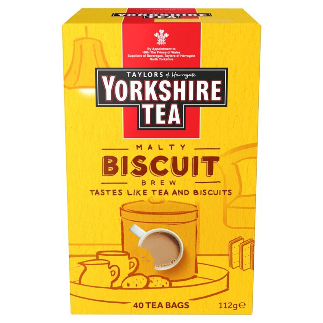 Yorkshire Tea Malty Biscuit brew packaging on a white background