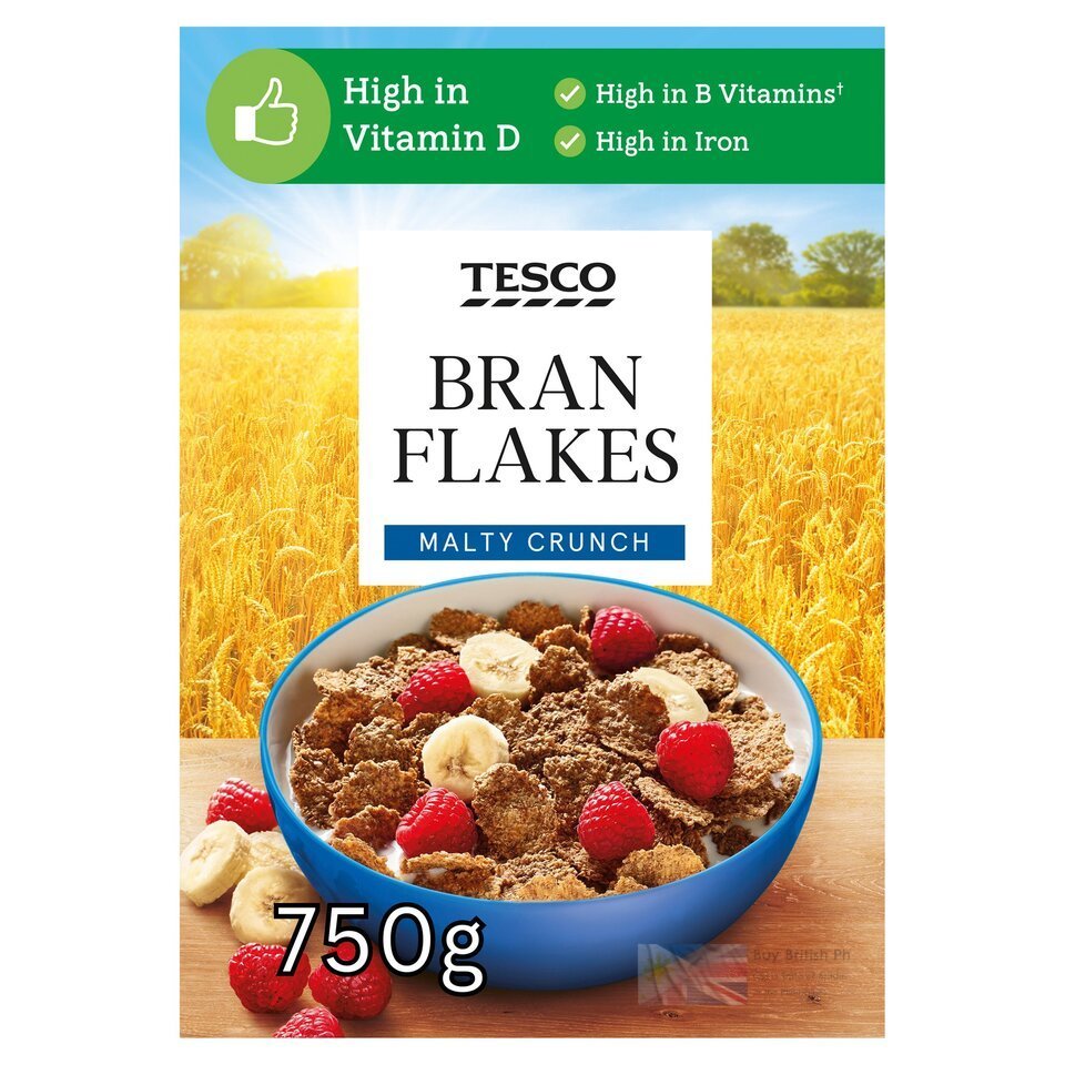 Tesco Bran Flakes 750g – British High Fibre Breakfast Cereal, Buy British PH