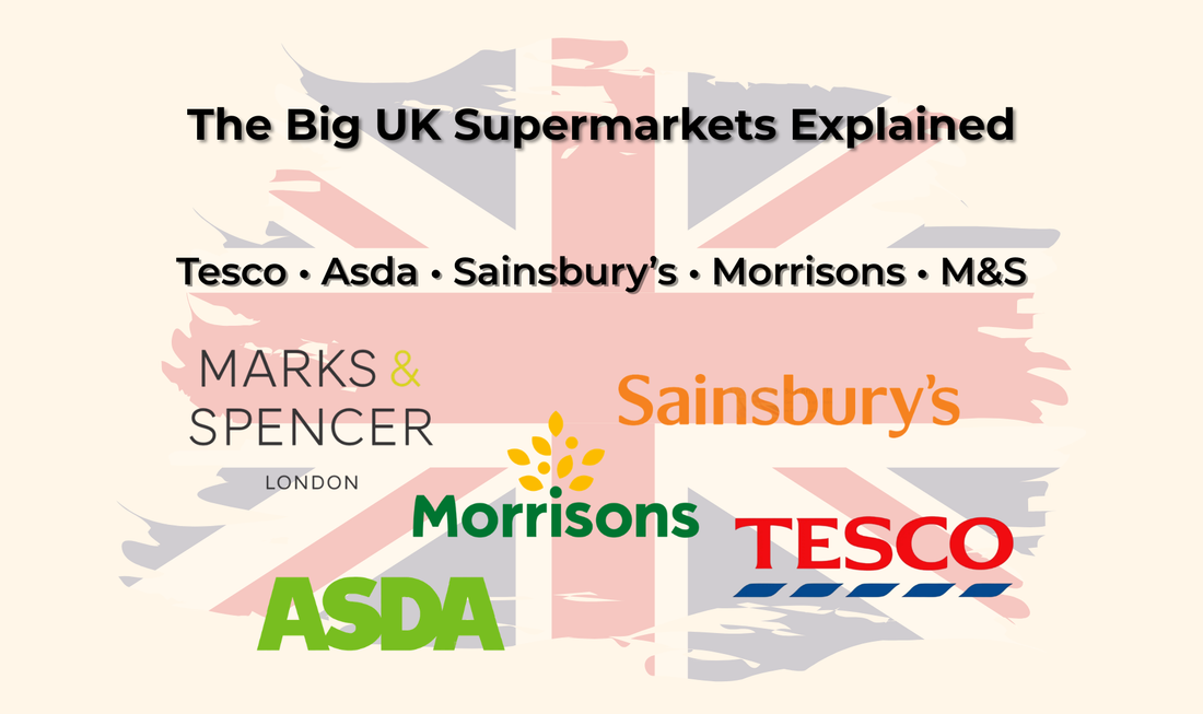 UK supermarket brands Tesco Asda Sainsburys Morrisons Marks and Spencer explained
