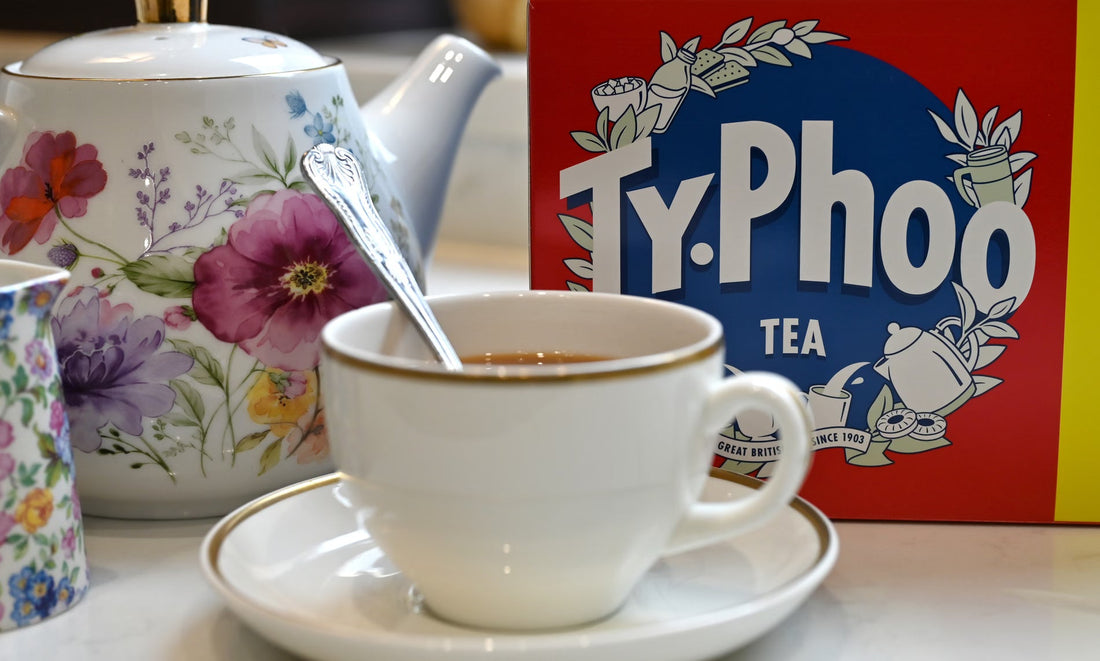Typhoo tea with cup and floral teapot – British tea in the Philippines