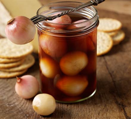Pickled onions, beetroot, and British preserves