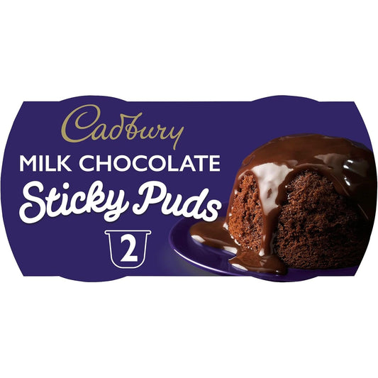 Cadbury Milk Chocolate Sticky Puds packaging on a white background available at Buy British PH.