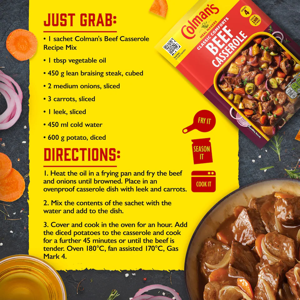 Colman’s Beef Casserole Recipe Mix 40g Dinner Preperation