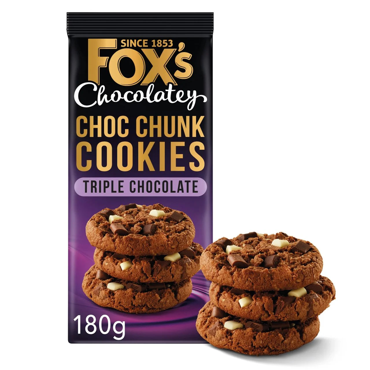 🍪 Fox’s Chunkie Triple Chocolate Cookies 180g – Rich & Indulgent