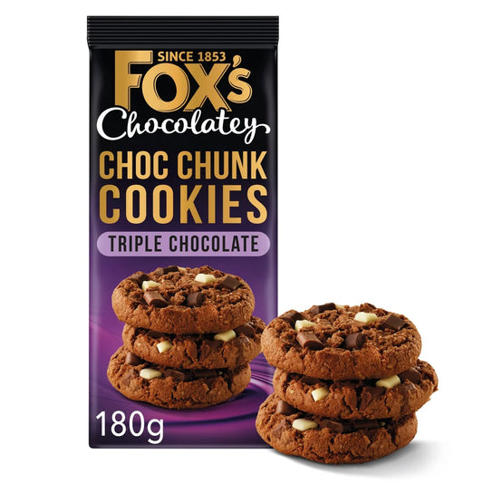 🍪 Fox’s Chunkie Triple Chocolate Cookies 180g – Rich & Indulgent