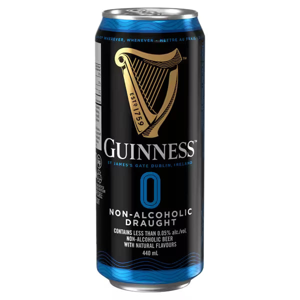 Guinness non-alcoholic draught can on a white background