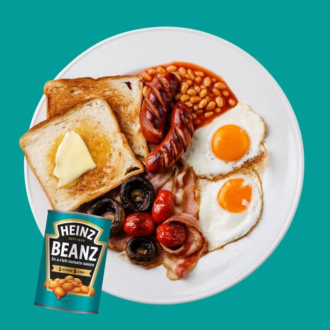Heinz Baked Beans in a Rich Tomato Sauce as part of a British Fry Up