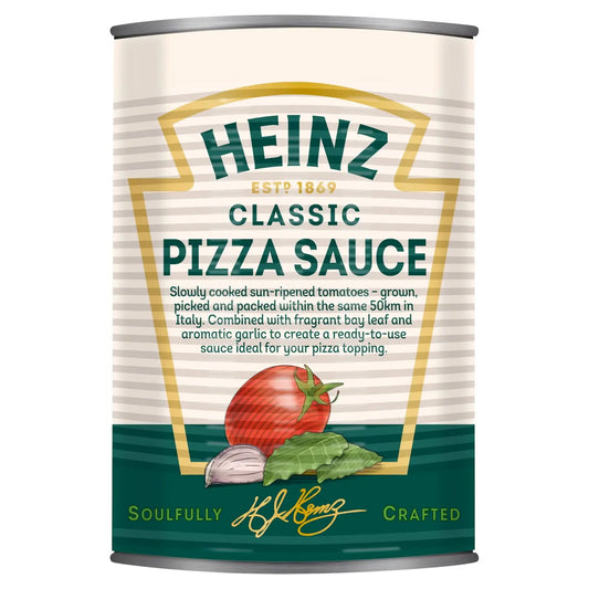 Can of Heinz Classic Pizza Sauce on a white background