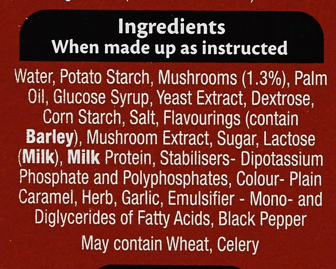 Heinz Mushroom Dry Cup Soup 70g Ingredients 