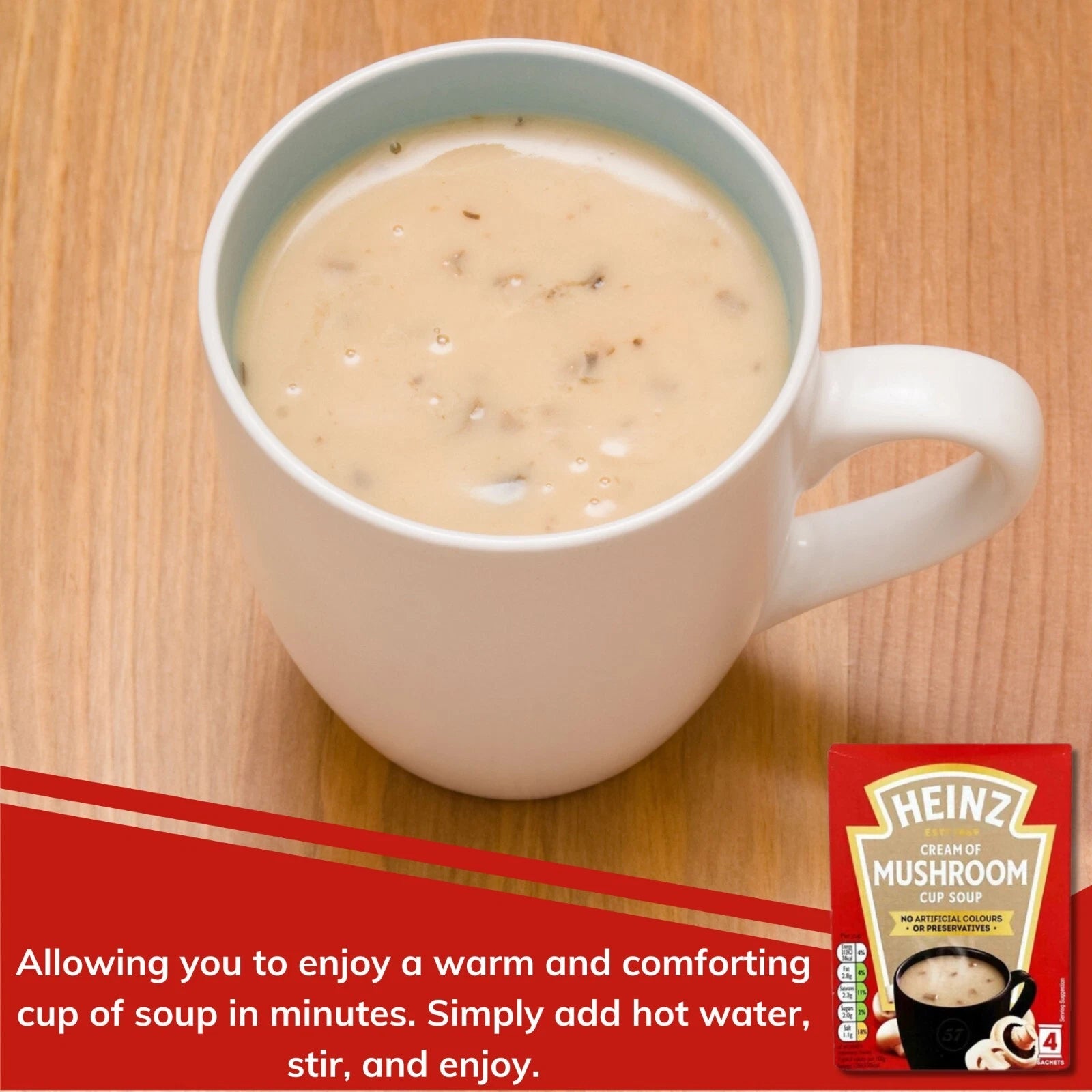 Heinz Mushroom Dry Cup Soup 70g in a Mug