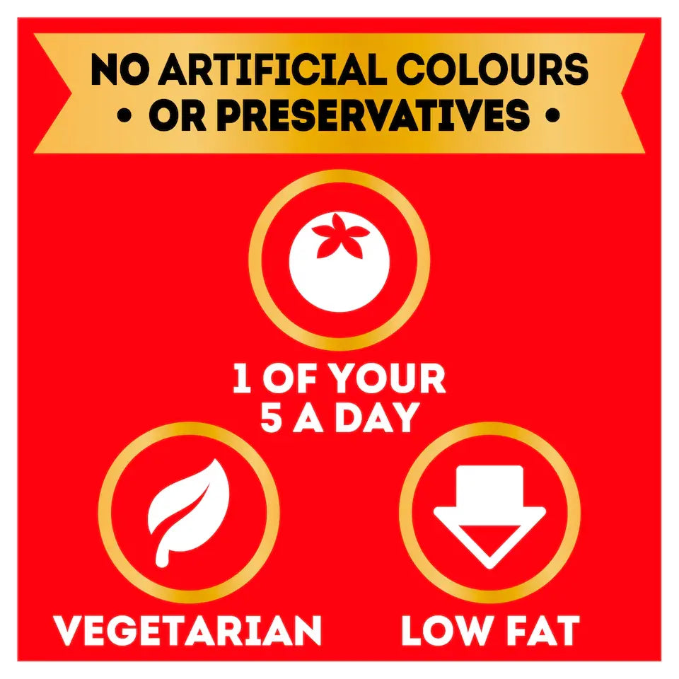 Red label with health claims on a white background