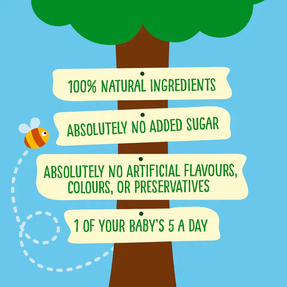Tree with signs about natural ingredients and health benefits on a blue background
