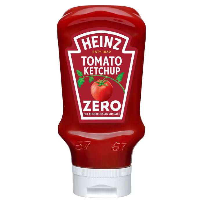 Heinz Tomato Ketchup Zero bottle on a white background