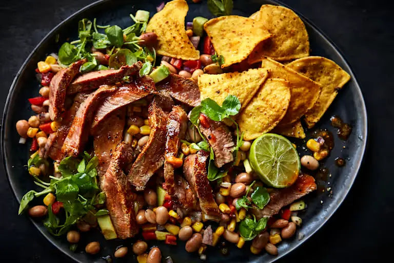 Can of mixed beans from Marks & Spencer used in a frying pan 