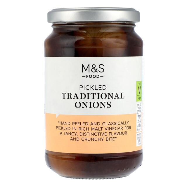 Jar of M&S Pickled Traditional Onions on a white background