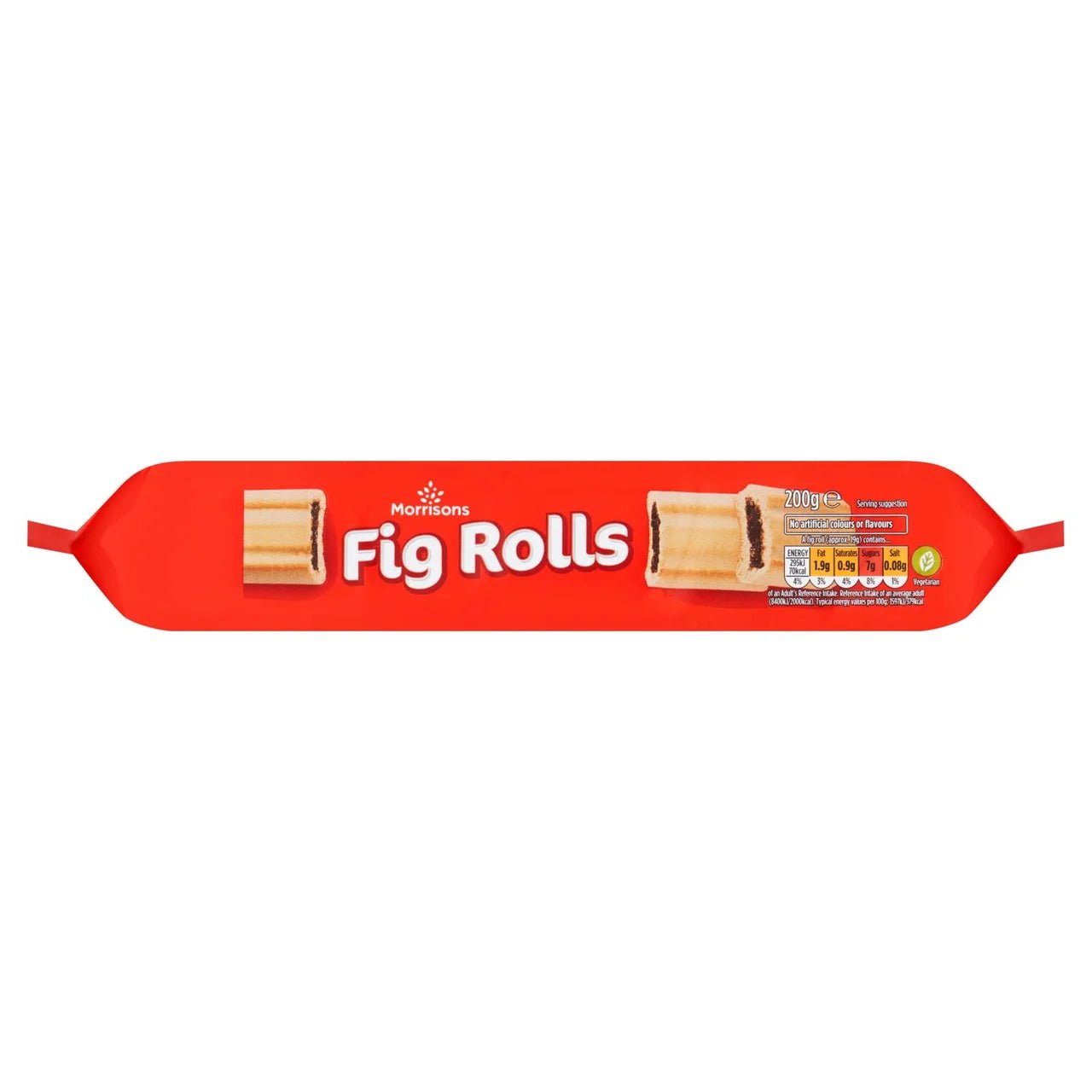 Pack of Morrisons Fig Rolls on a white background