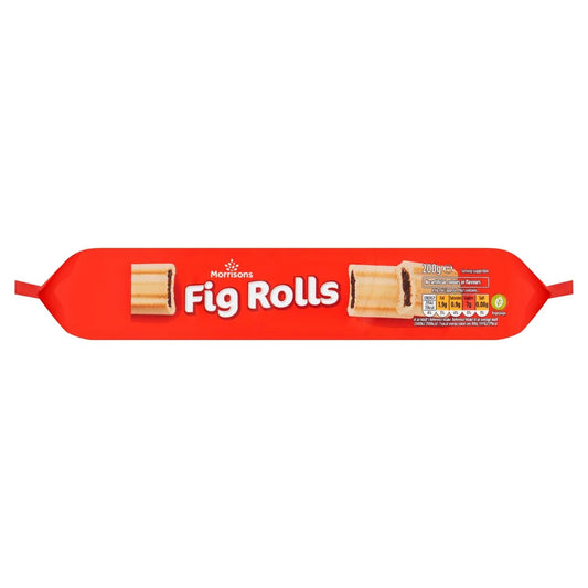Pack of Morrisons Fig Rolls on a white background