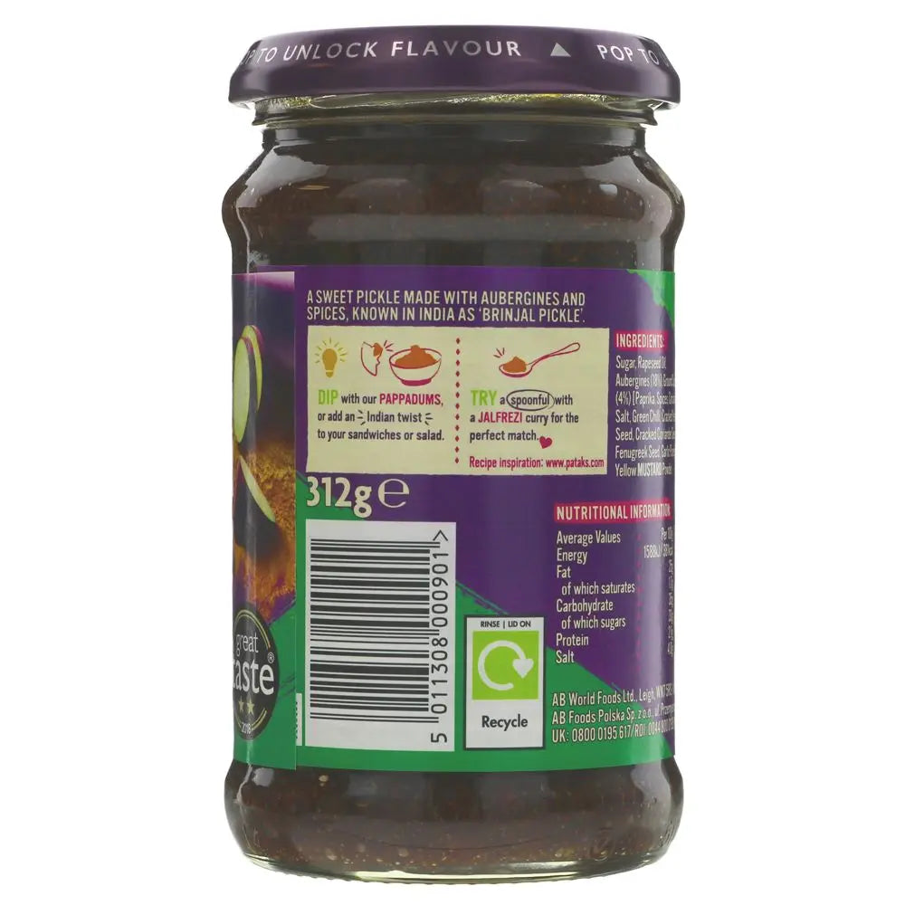 Jar of pickle with a purple lid and label on a white background