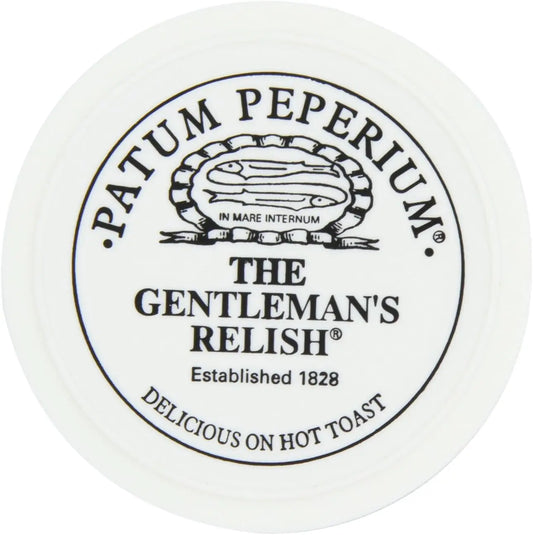 Patum Peperium The Gentleman's Relish container with branding and text on a white background