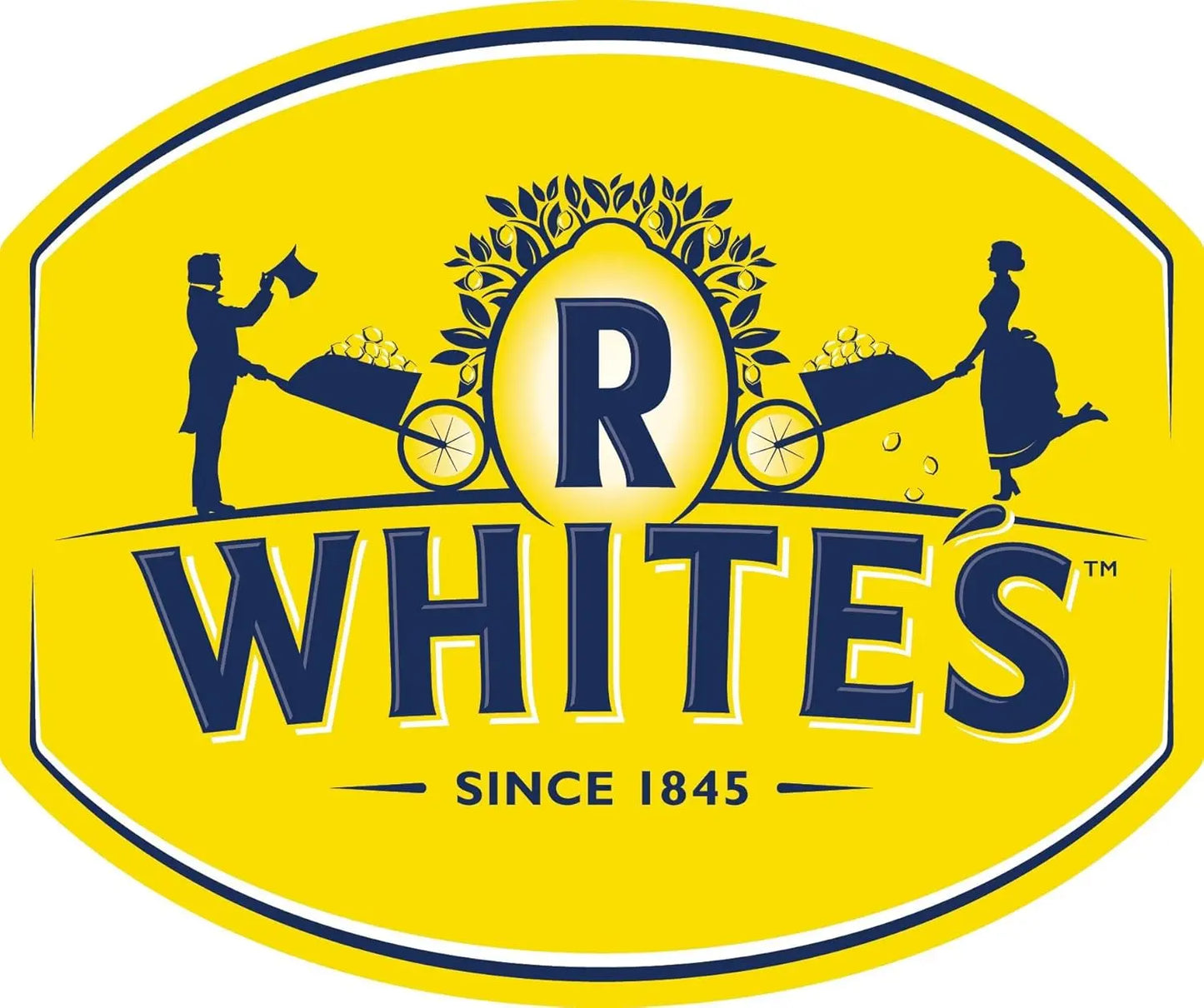 Logo of R Whites with a yellow background