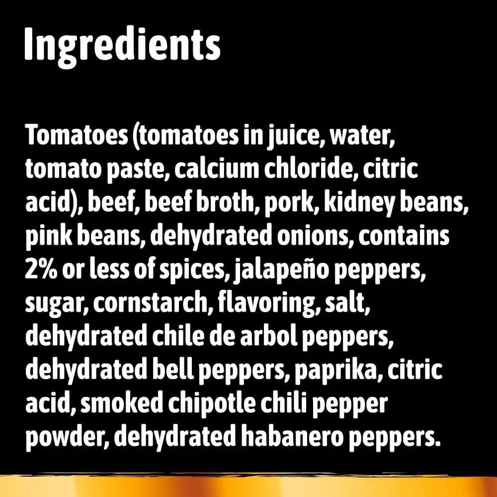 List of ingredients on a black background