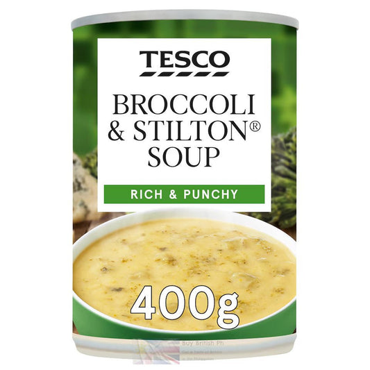 Tesco Broccoli & Stilton Soup 400g – British Creamy Soup Tin, Buy British PH