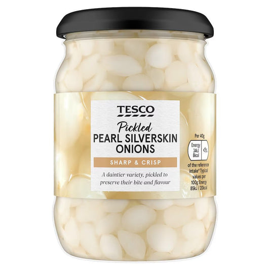 Tesco Pickled Pearl Silverskin Onions 340g – British Pickled Onions Jar, Buy British PH