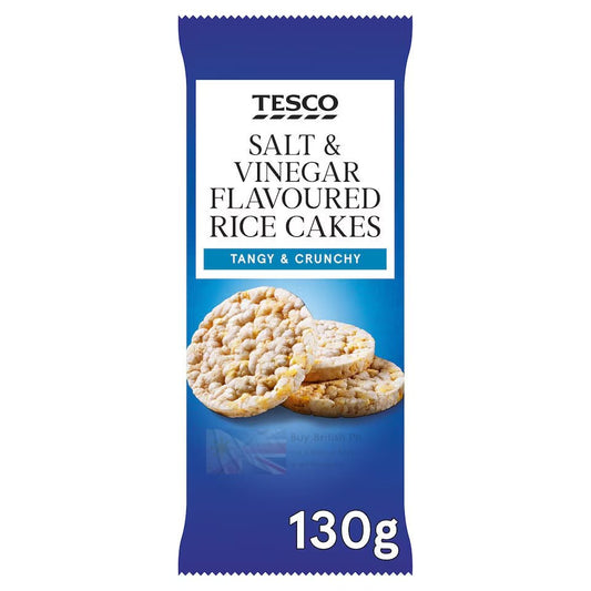 Tesco Salt & Vinegar Rice Cakes 130g – 30% Off Short-Dated British Snack