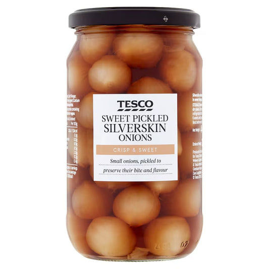 Tesco Sweet Pickled Silverskin Onions 440g – British Pickled Onions Jar, Buy British PH