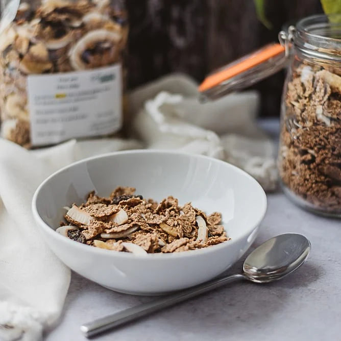 Tesco Fruit &amp; Fibre Cereal in a White Bowl