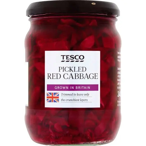 🥗 Tesco Pickled Red Cabbage 340g – Tangy, Crunchy, and Colourful