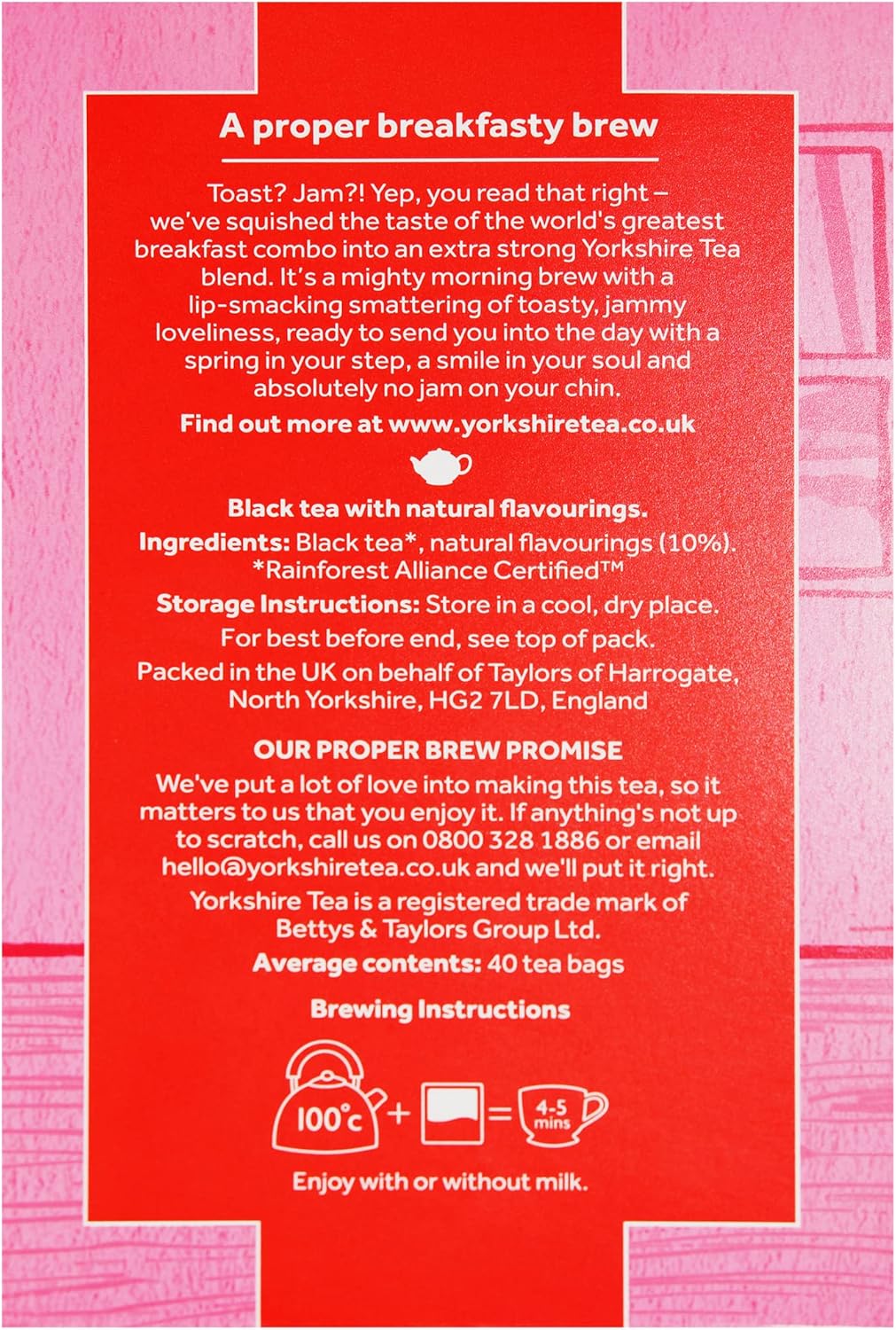 🍵 Yorkshire Tea Toast & Jam Tea Bags 40s 125g – British Breakfast Favourite