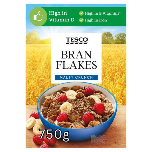 Tesco Bran Flakes 750g – British High Fibre Breakfast Cereal, Buy British PH