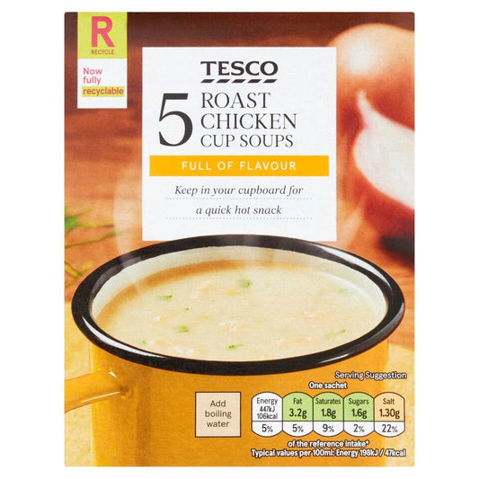 🍗 Tesco Roast Chicken Soup in a Mug – 5 Pack of Savoury Instant Comfort